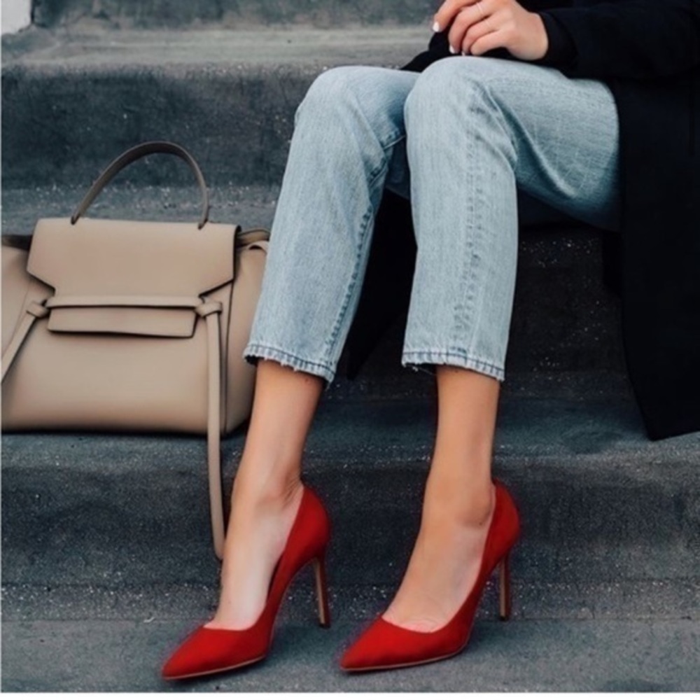 Suede red high heels from Nine West​